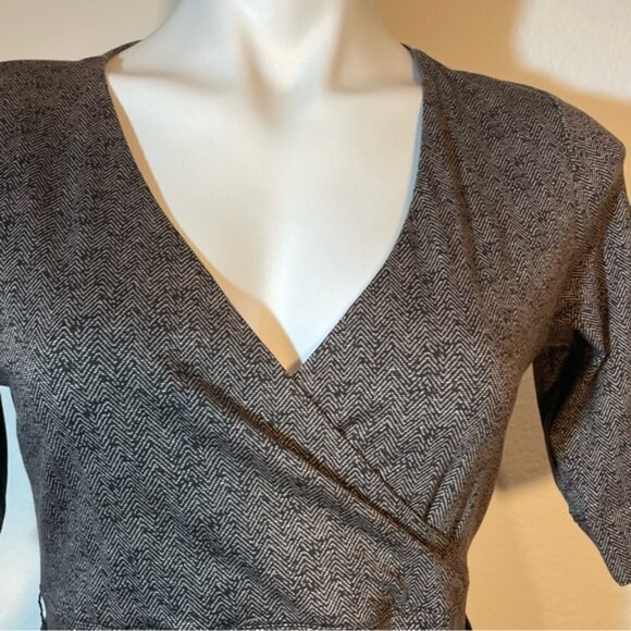 Toad & Co Cue Wrap Cafe Dress Herringbone Print - Picture 4 of 14